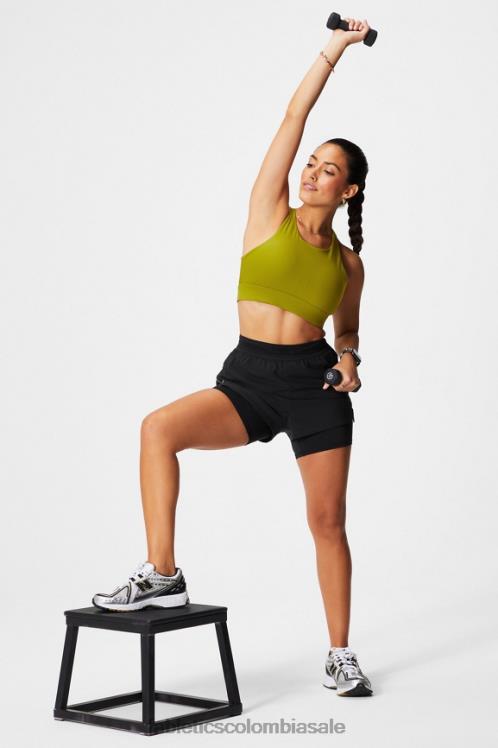 co Fabletics mujer carrera perforada 5\" corta negro/plata reflectante 6ZJ06598