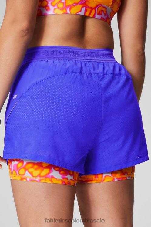 co Fabletics mujer carrera perforada 5\" corta realeza extrema/rosa escape locura de verano/plata reflectante 6ZJ06597