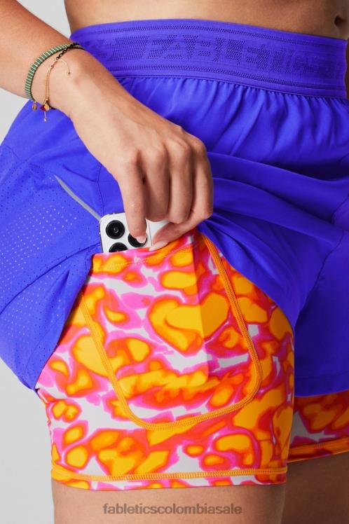 co Fabletics mujer carrera perforada 5\" corta realeza extrema/rosa escape locura de verano/plata reflectante 6ZJ06597