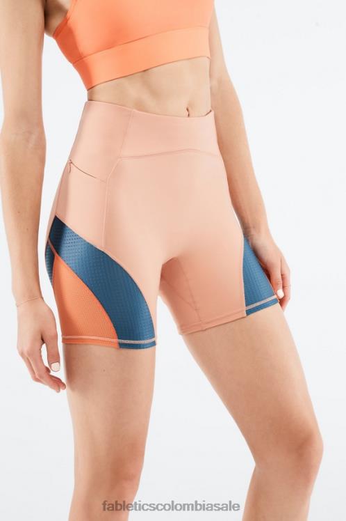 co Fabletics mujer cintura alta motion365 run short 6\" madera de abedul/verde azulado real/explosión naranja 6ZJ06541