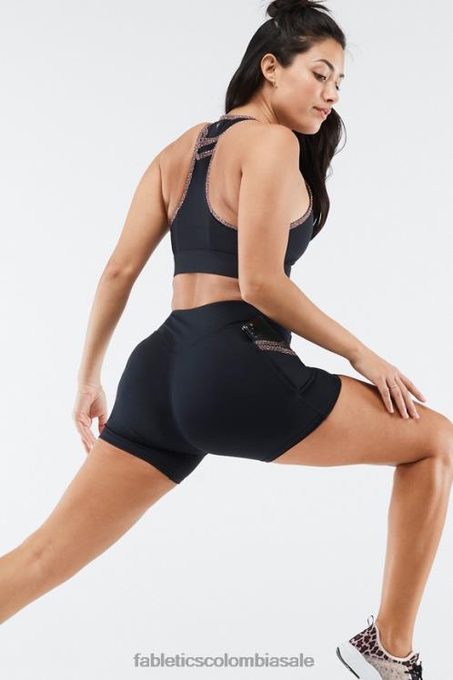 co Fabletics mujer trinity motion365 pantalones cortos de 5\'\' de tiro medio negro/microleopardo 6ZJ06370