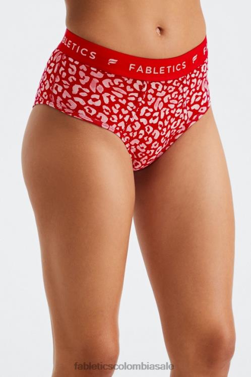 co Fabletics mujer calzoncillos 24-7 talle alto beso de leopardo rojo alto 6ZJ062865