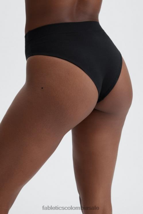 co Fabletics mujer panty de talle alto de algodón y spandex negro 6ZJ062902