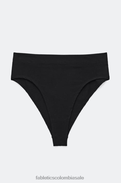 co Fabletics mujer panty de talle alto de algodón y spandex negro 6ZJ062902