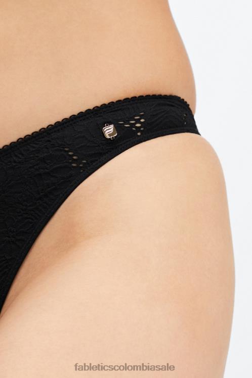 co Fabletics mujer tanga de talle alto con encaje sin costuras negro 6ZJ062893