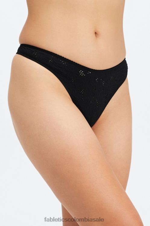 co Fabletics mujer tanga de talle alto con encaje sin costuras negro 6ZJ062893
