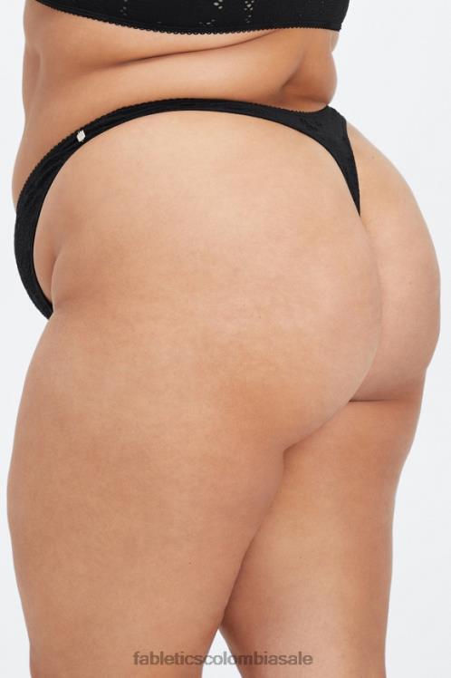 co Fabletics mujer tanga de talle alto con encaje sin costuras negro 6ZJ062894
