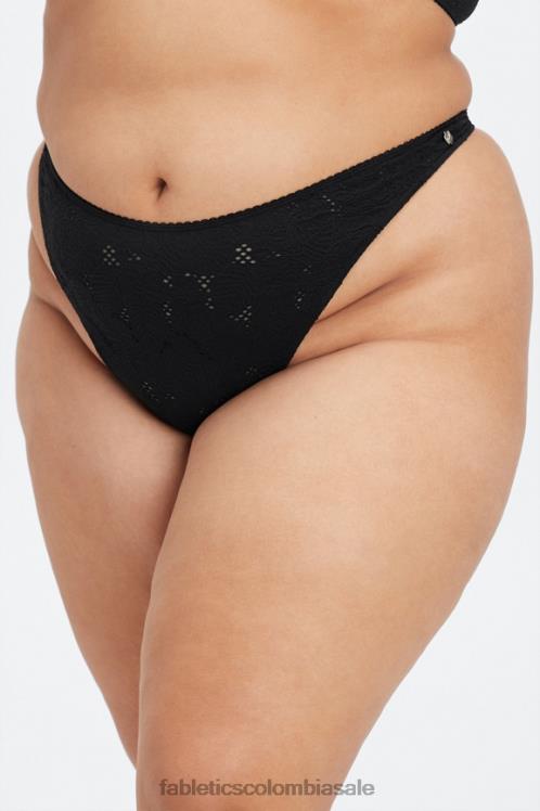 co Fabletics mujer tanga de talle alto con encaje sin costuras negro 6ZJ062894