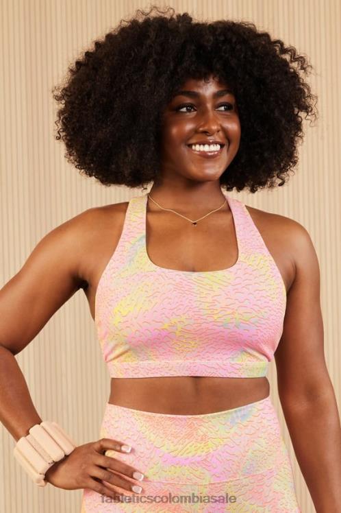 co Fabletics mujer Sujetador deportivo boost impacto medio 118 leopardo coral/crema de mantequilla rosa/lima azucarada 6ZJ061773