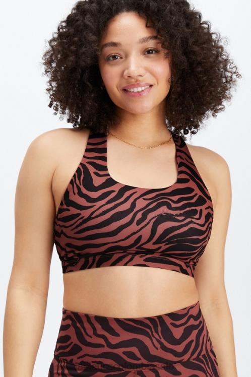 co Fabletics mujer Sujetador deportivo boost impacto medio 122 trazo cebra caoba/negro 6ZJ061792