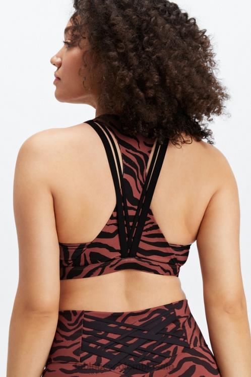 co Fabletics mujer Sujetador deportivo boost impacto medio 122 trazo cebra caoba/negro 6ZJ061792