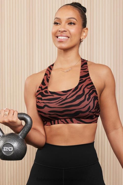 co Fabletics mujer Sujetador deportivo boost impacto medio 122 trazo cebra caoba/negro 6ZJ061792