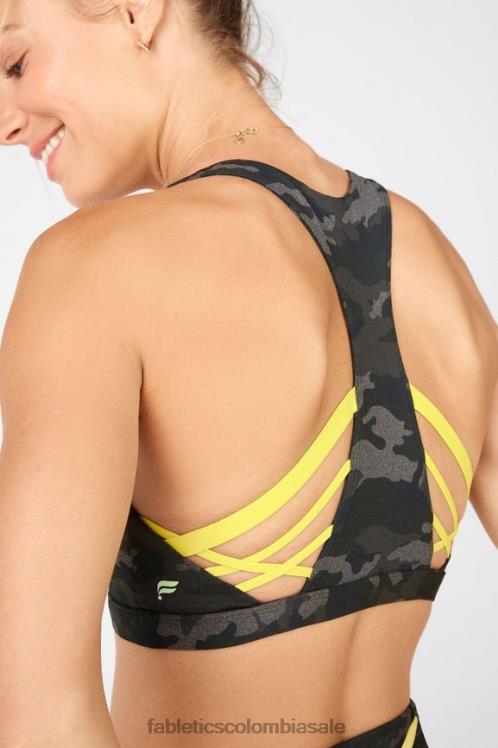 co Fabletics mujer Sujetador deportivo boost impacto medio 126 camuflaje carbón/hoja 6ZJ061813