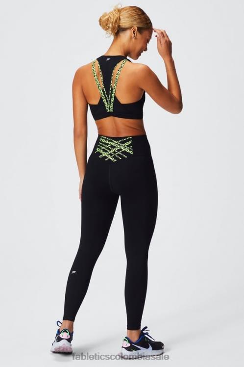 co Fabletics mujer Sujetador deportivo boost medio impacto 119 Guepardo ondulado negro/resaltador 6ZJ061780