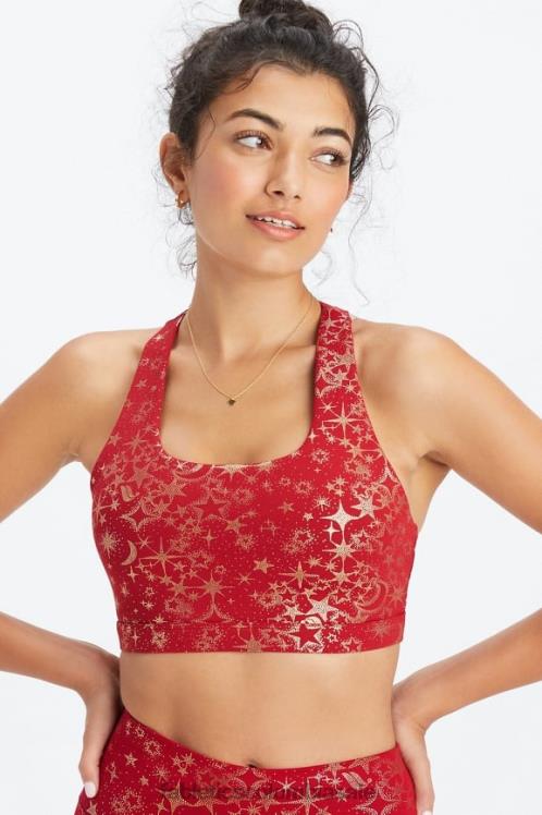 co Fabletics mujer Sujetador deportivo boost medio impacto 120 hoja de color rojo oscuro polvo de estrellas/oro 6ZJ061783