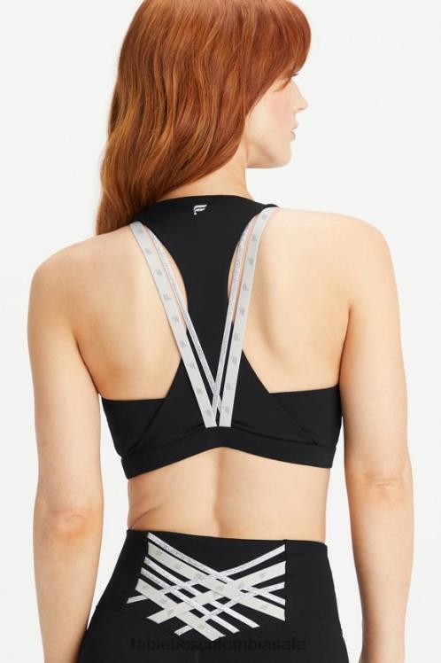 co Fabletics mujer Sujetador deportivo boost medio impacto 120 negro/plata reflectante 6ZJ061781