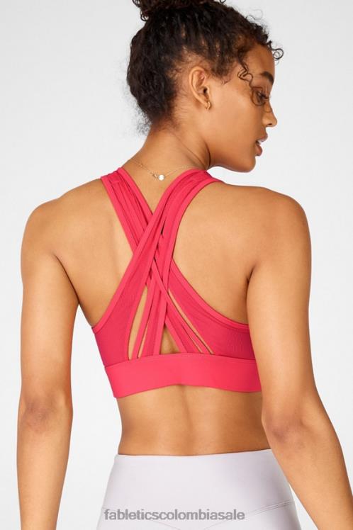 co Fabletics mujer Sujetador deportivo faye de impacto medio ii pintalabios rojo 6ZJ061910