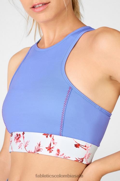 co Fabletics mujer sujetador deportivo claire midi de impacto medio flor azul cristal/blanca 6ZJ061935