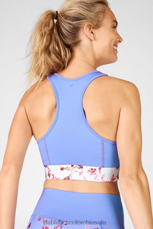co Fabletics mujer sujetador deportivo claire midi de impacto medio flor azul cristal/blanca 6ZJ061935