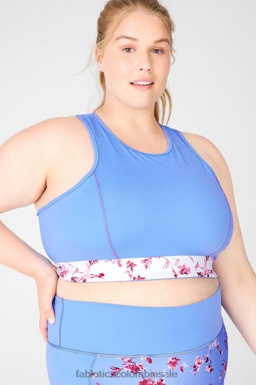 co Fabletics mujer sujetador deportivo claire midi de impacto medio flor azul cristal/blanca 6ZJ061936