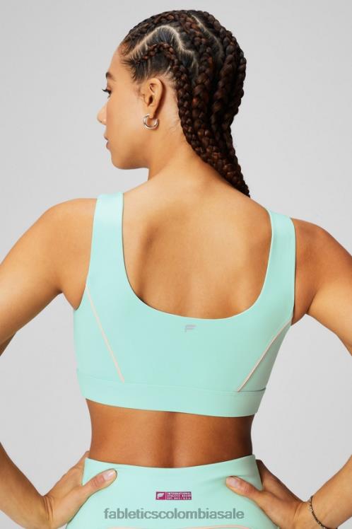 co Fabletics mujer sujetador deportivo con ribete de impacto medio beso de melocotón/bahía brumosa 6ZJ061817