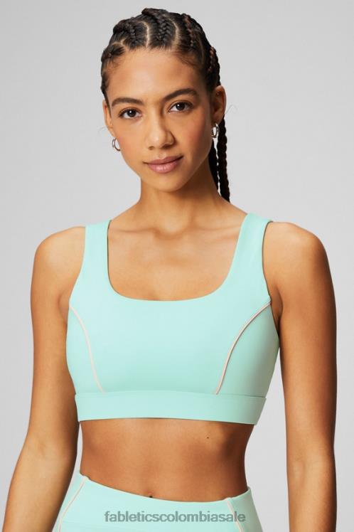 co Fabletics mujer sujetador deportivo con ribete de impacto medio beso de melocotón/bahía brumosa 6ZJ061817