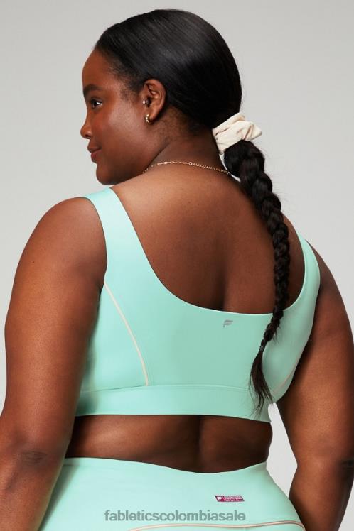 co Fabletics mujer sujetador deportivo con ribete de impacto medio beso de melocotón/bahía brumosa 6ZJ061818