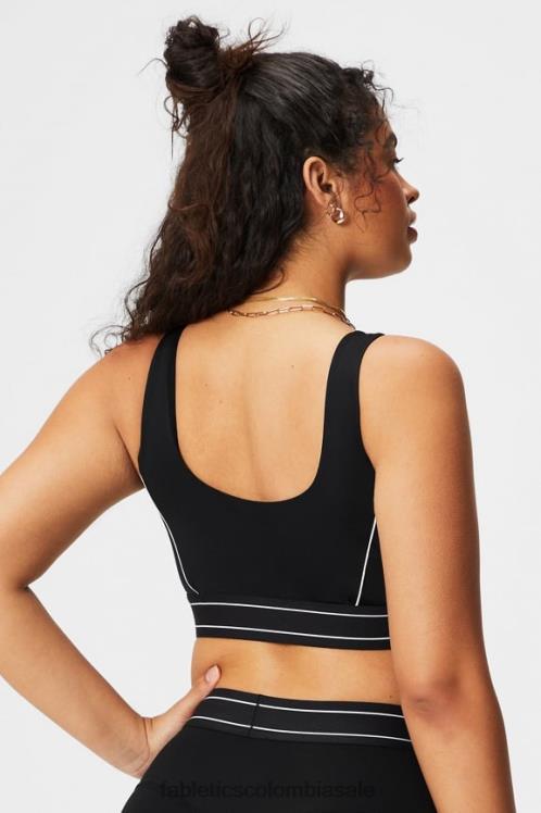 co Fabletics mujer sujetador deportivo con ribete de impacto medio logo negro/blanco clásico 6ZJ061816