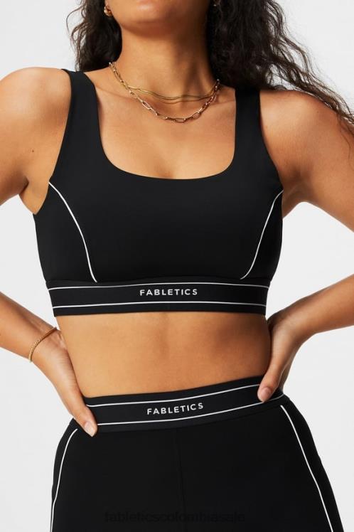 co Fabletics mujer sujetador deportivo con ribete de impacto medio logo negro/blanco clásico 6ZJ061816
