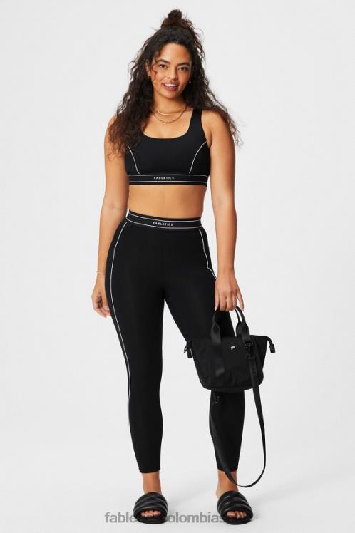 co Fabletics mujer sujetador deportivo con ribete de impacto medio logo negro/blanco clásico 6ZJ061816