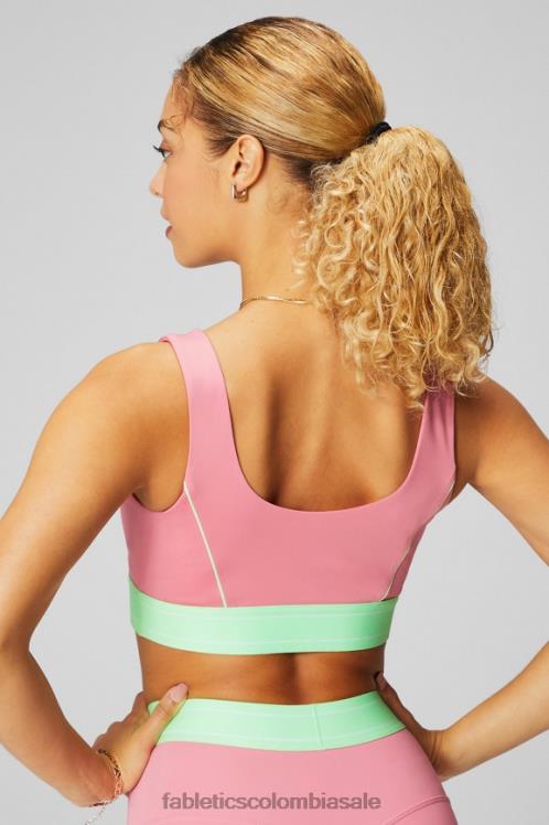 co Fabletics mujer sujetador deportivo con ribete de impacto medio rubor rojo/lima azucarada 6ZJ061815