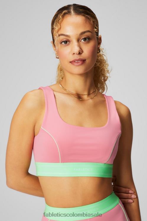 co Fabletics mujer sujetador deportivo con ribete de impacto medio rubor rojo/lima azucarada 6ZJ061815