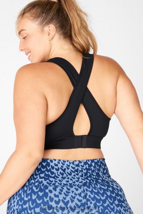 co Fabletics mujer sujetador deportivo de impacto medio con espalda cruzada blare negro 6ZJ061888