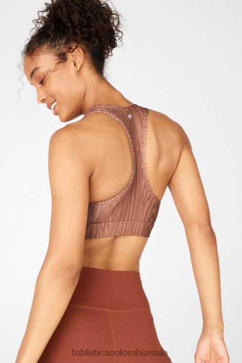 co Fabletics mujer sujetador deportivo de impacto medio con estampado de salvia grano de madera 6ZJ061918