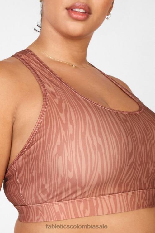 co Fabletics mujer sujetador deportivo de impacto medio con estampado de salvia grano de madera 6ZJ061919