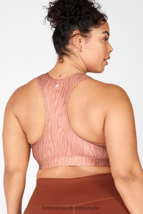 co Fabletics mujer sujetador deportivo de impacto medio con estampado de salvia grano de madera 6ZJ061919