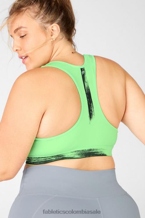 co Fabletics mujer sujetador deportivo de impacto medio con estampado de salvia periquito/pincelada 6ZJ061942