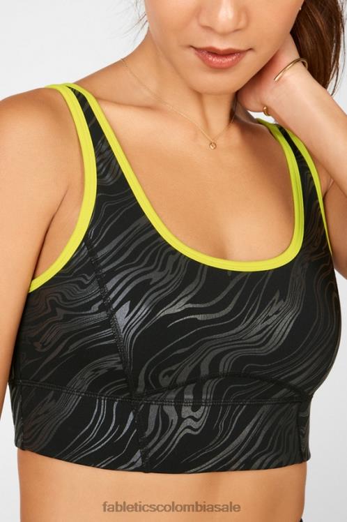 co Fabletics mujer sujetador deportivo de impacto medio prue negro pequeño marmoleado/ralladura 6ZJ061939