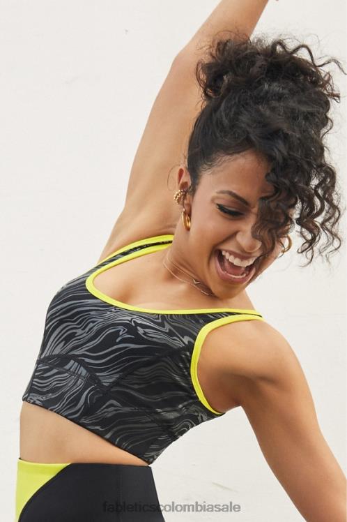 co Fabletics mujer sujetador deportivo de impacto medio prue negro pequeño marmoleado/ralladura 6ZJ061940