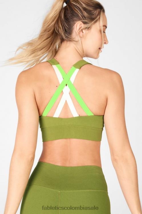 co Fabletics mujer sujetador deportivo freya sculptknit albahaca/cítrico verde/nube rosa 6ZJ061898