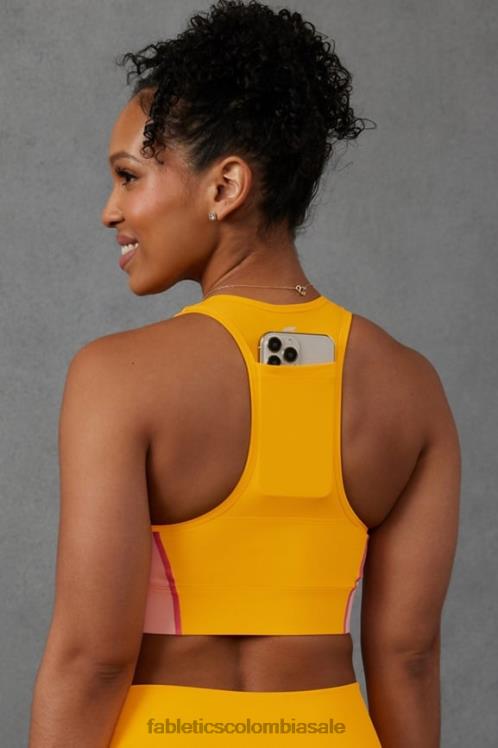 co Fabletics mujer sujetador deportivo on-the-go de impacto medio 111 sol de la tarde/crema de mantequilla rosa 6ZJ061738