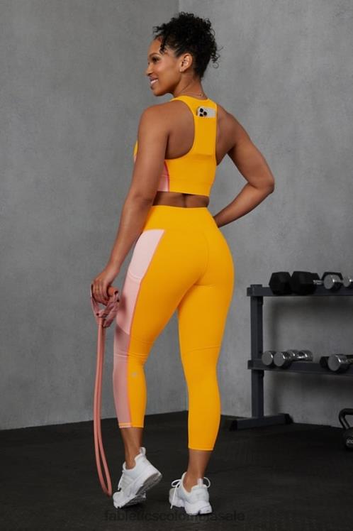 co Fabletics mujer sujetador deportivo on-the-go de impacto medio 111 sol de la tarde/crema de mantequilla rosa 6ZJ061738