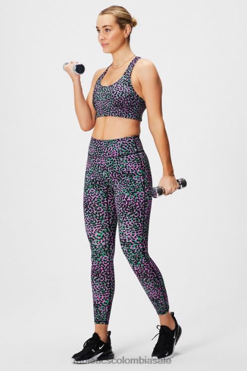 co Fabletics mujer sujetador deportivo on-the-go de impacto medio 112 manchas safari verde hierba/negro 6ZJ061740