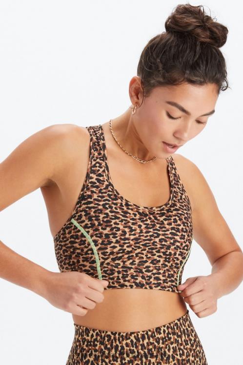 co Fabletics mujer sujetador deportivo on-the-go de impacto medio 113 guepardo ondulado/resaltador 6ZJ061748