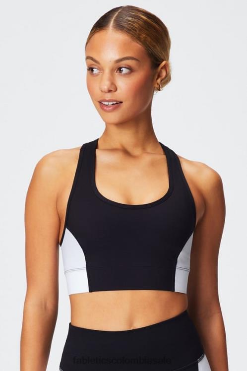 co Fabletics mujer sujetador deportivo on-the-go de impacto medio 113 negro/blanco clásico 6ZJ061744