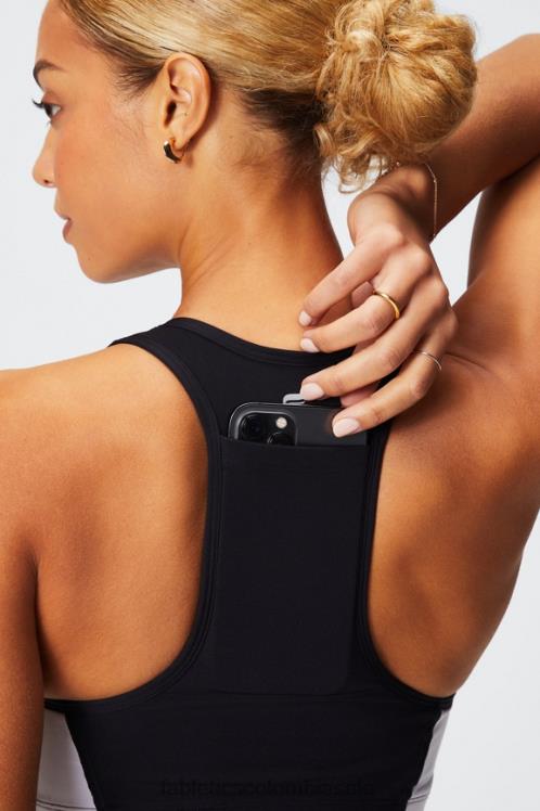 co Fabletics mujer sujetador deportivo on-the-go de impacto medio 113 negro/blanco clásico 6ZJ061744