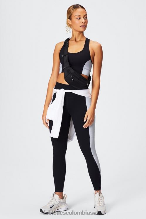 co Fabletics mujer sujetador deportivo on-the-go de impacto medio 113 negro/blanco clásico 6ZJ061744