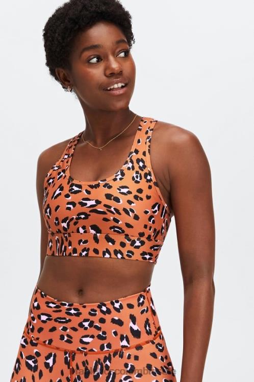 co Fabletics mujer sujetador deportivo on-the-go de impacto medio 115 leo ondulado ocre quemado 6ZJ061755