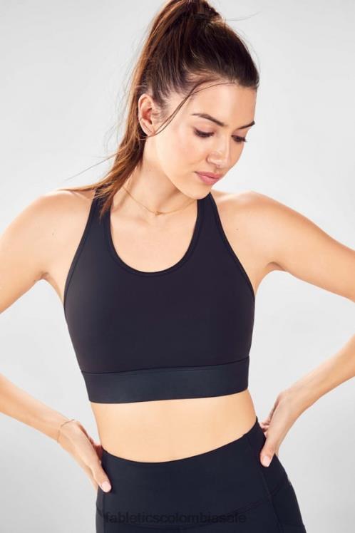 co Fabletics mujer sujetador deportivo on-the-go de impacto medio 116 brillo negro 6ZJ061763