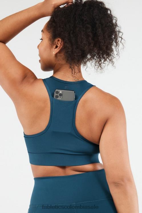 co Fabletics mujer sujetador deportivo on-the-go de impacto medio 117 verde azulado de medianoche 6ZJ061769